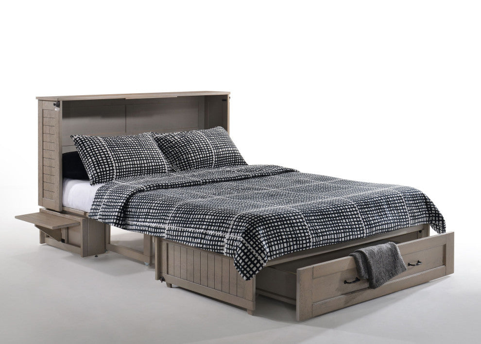 Poppy Cabinet Murphy Bed with Gel Memory Foam Mattress and USB Ports, Brushed Driftwood