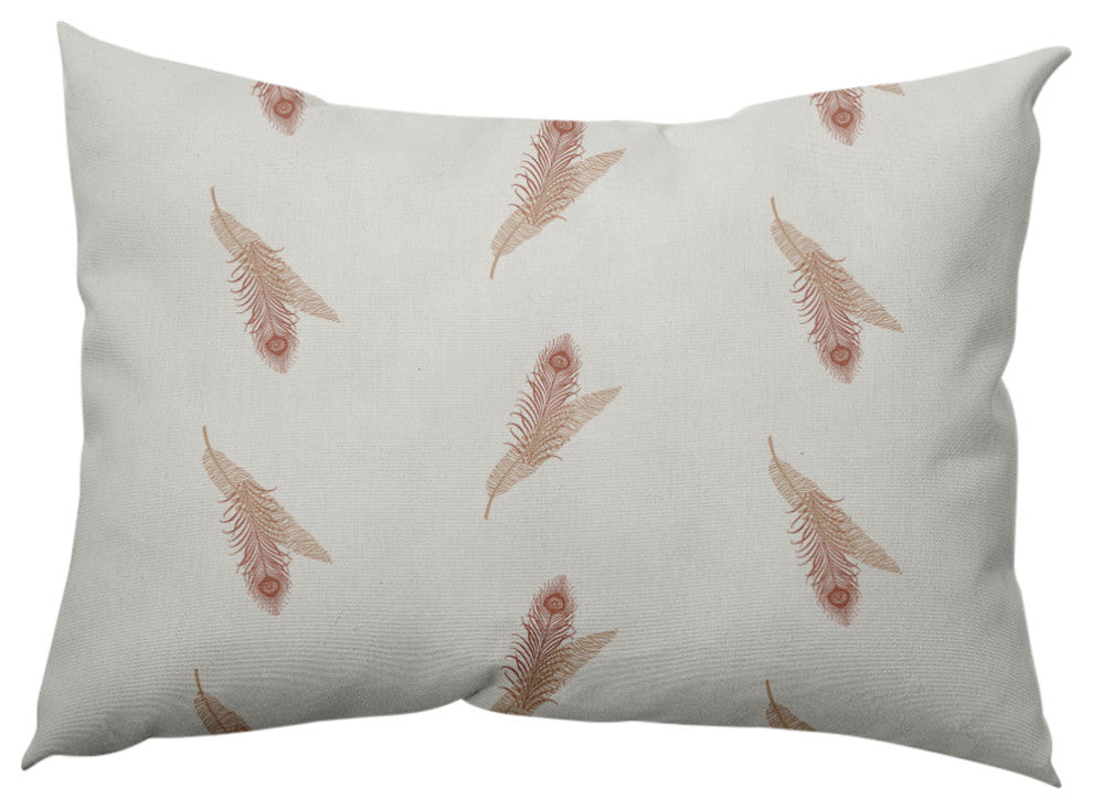 Feather Stripe Decorative Throw Pillow, Basswood Brown, 14"x20"