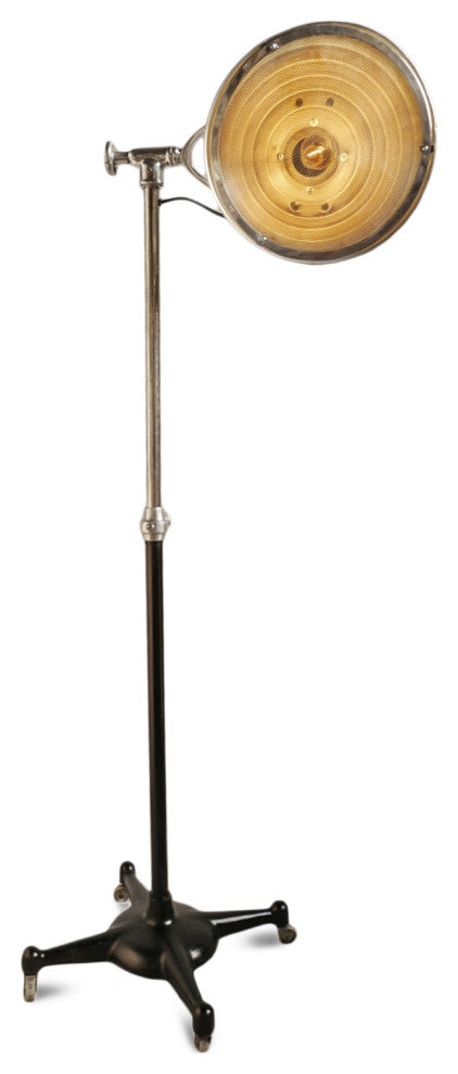 Consigned Chrome Industrial Floor Lamp on Wheels
