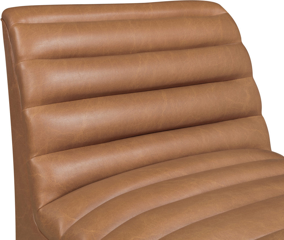Vega Upholstered Accent Chair, Cognac, Vegan Leather