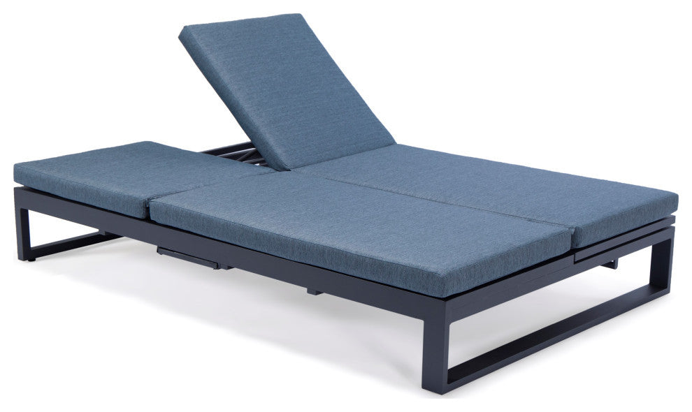 LeisureMod CLBL-82BU Chelsea Convertible Lounge Reclining Double Chaise Cushions