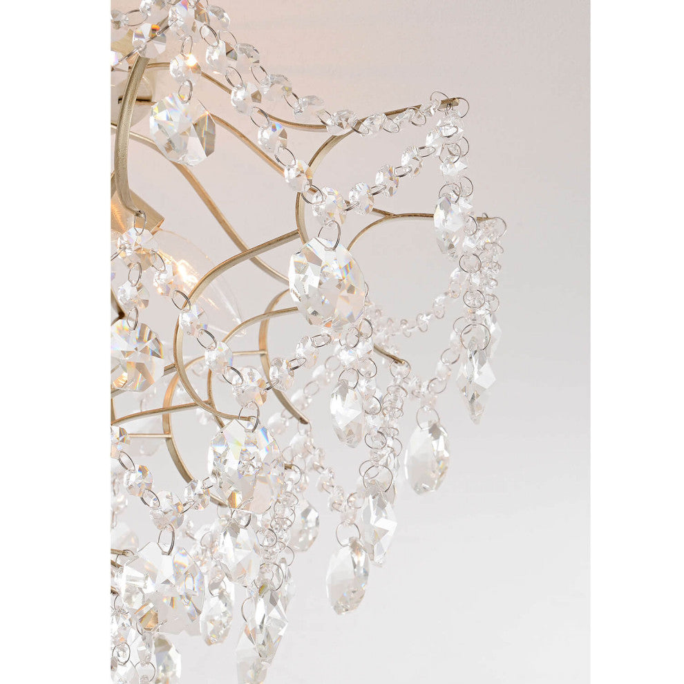 Belle Brushed Silver-ish Champagne 5-Light Larger Crystal Flush Mount