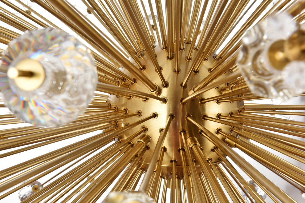 Victor 50" Crystal Starburst Round Pendant, Gold