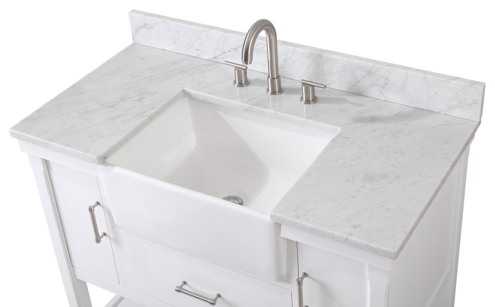 42" Kendia Farmhouse Sink Bathroom Vanity GD-7042-WT42-RA