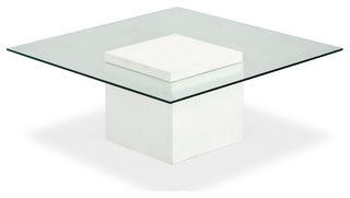 Safavieh Couture Sophibeth Concrete Coffee Table, Ivory/Clear