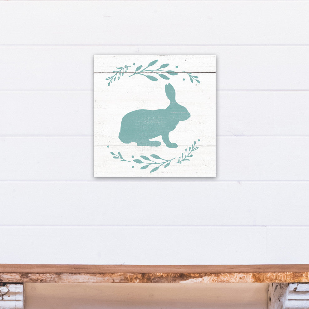 Teal Bunny Silhouette Graphic Art Print on Canvas