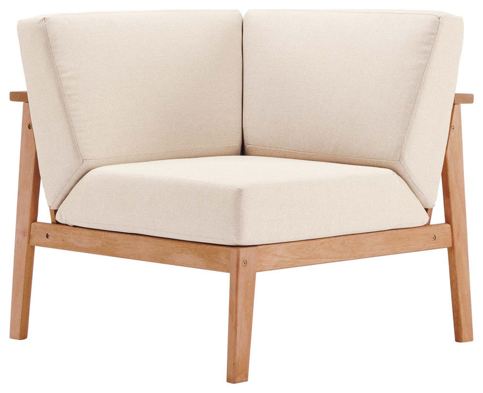 Lounge Sectional Sofa Chair Set, Wood, Brown Natural Taupe Gray, Modern, Outdoor