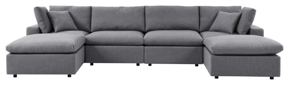 Modular Lounge Sectional Deep Sofa Set, Sunbrella, Gray, Modern, Outdoor