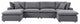 Modular Lounge Sectional Deep Sofa Set, Sunbrella, Gray, Modern, Outdoor