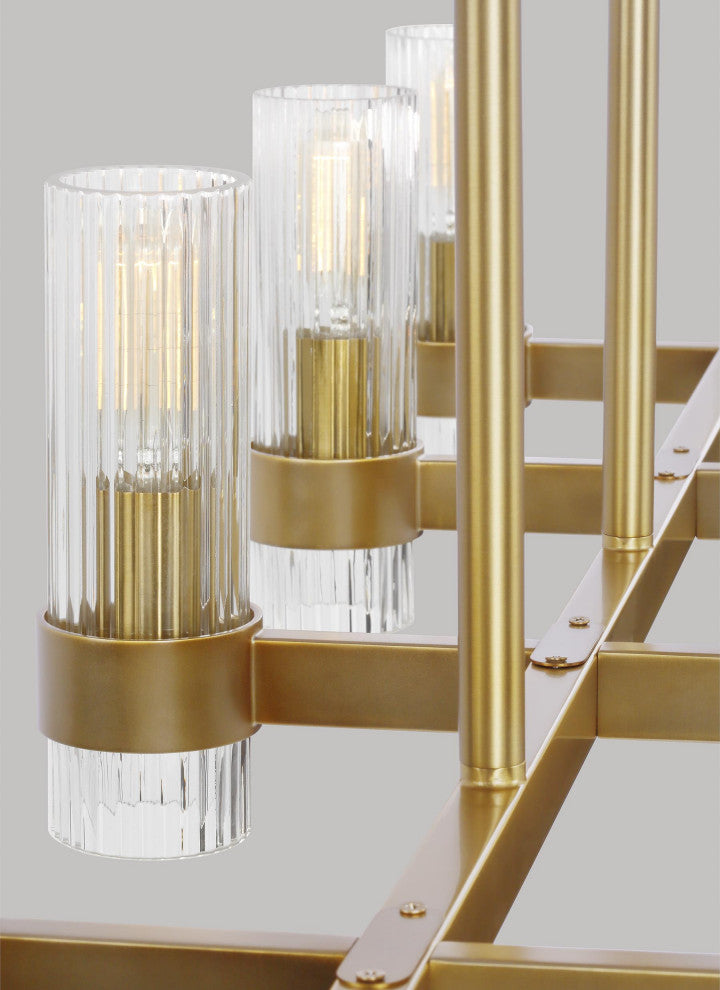 Geneva Linear Chandelier, Burnished Brass