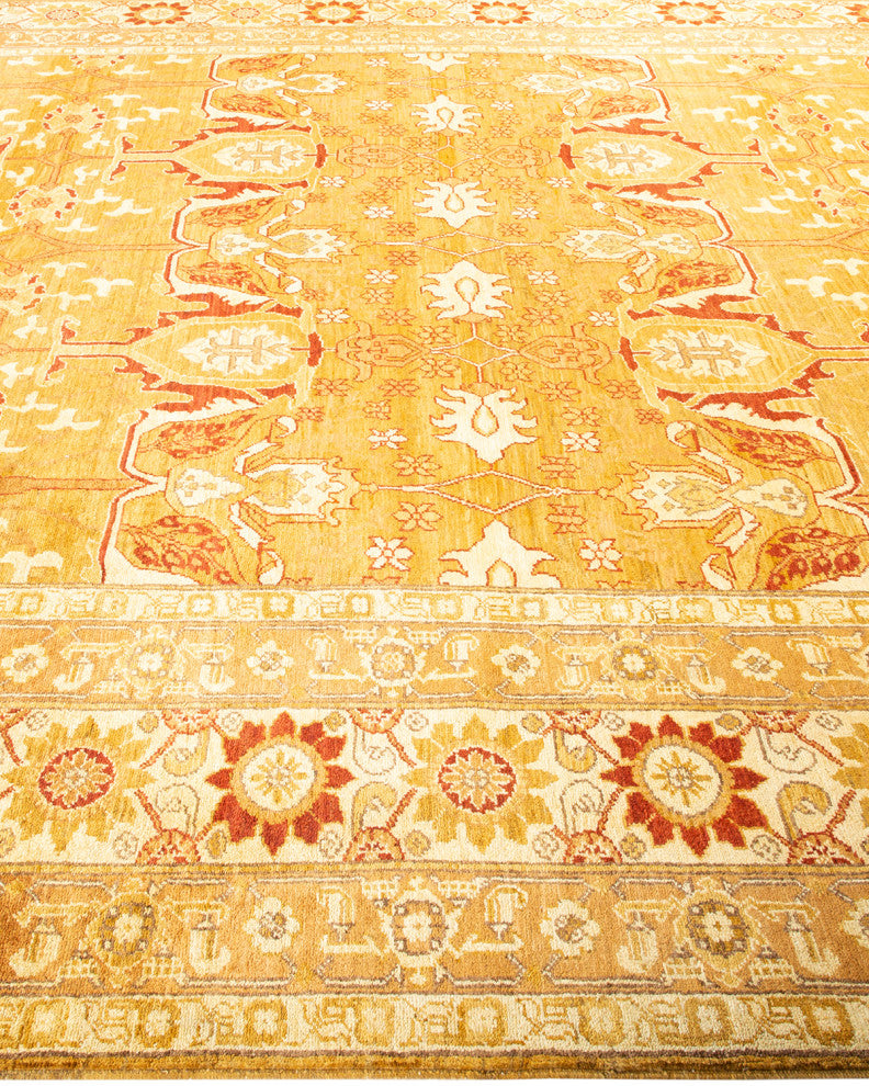 Eclectic, One-of-a-Kind Hand-Knotted Area Rug Yellow, 9' 4" x 12' 1"