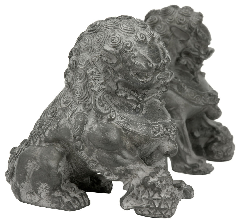 6" Sitting Foo Dog Statues, Set of Two