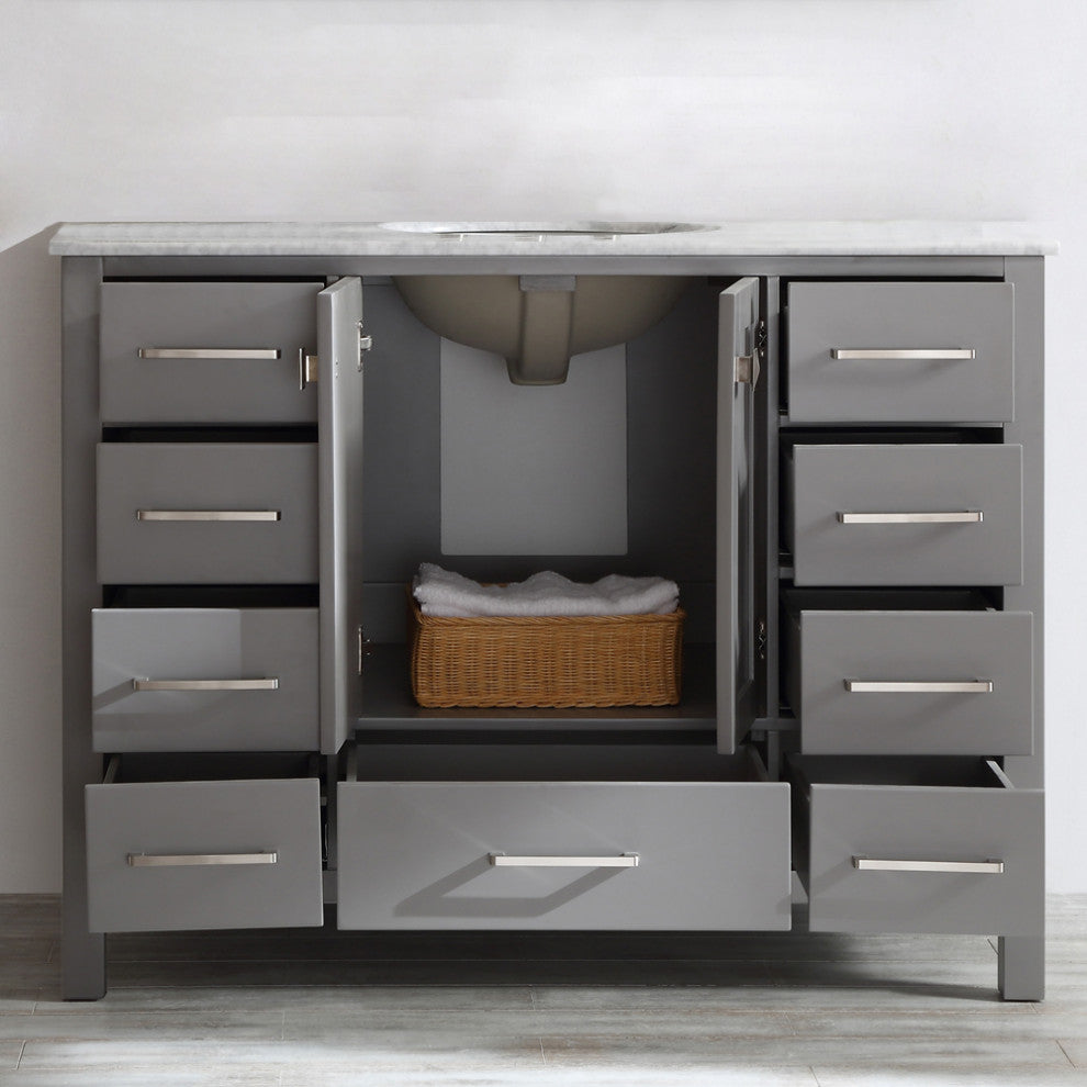 Gela Single Vanity, Gray, 48", Without Mirror