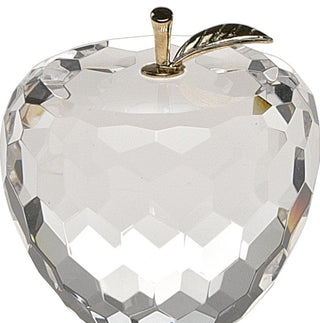 3" Clear and Gold Crystal Apple Tabletop Sculpture