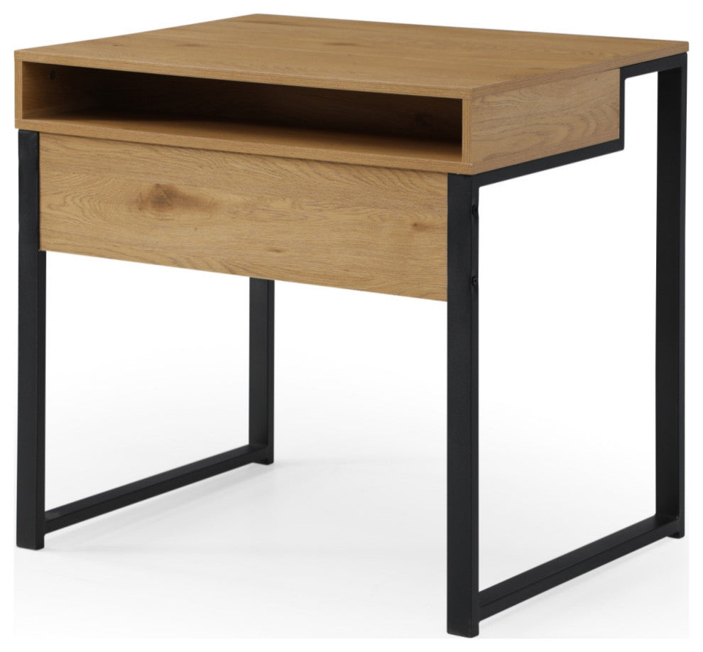 Loft Lyfe Edie Desk, Open Front Storage, Natural/Black 31.5Lx23.6Wx30H