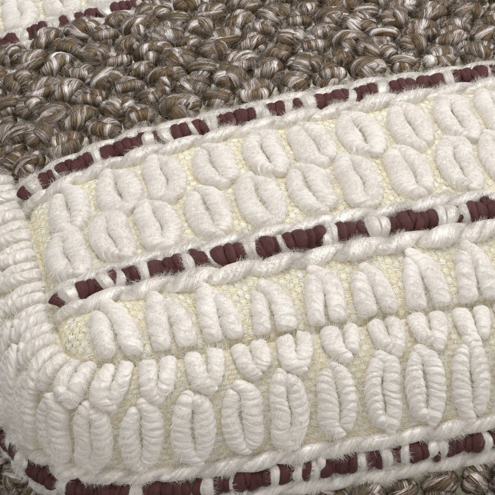 Grady Square Pouf, Earth Tone Brown Handloom Woven