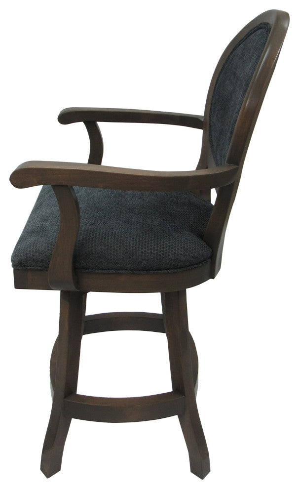 Swivel Wood Counter 26" Stool, 500, S-Base, Bella Charcoal, Rustic Pewter
