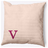 20" x 20" Modern Monogram Indoor/Outdoor Polyester Throw Pillow, Dusty Rose