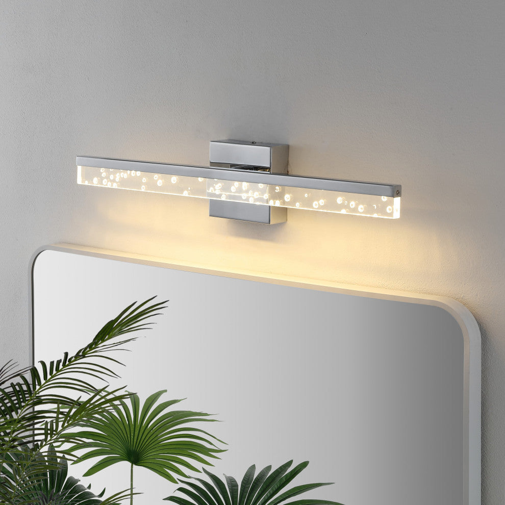 Mario 22" 1-Light 360-Degree Rotatable Integrated LED, Chrome/Clear, Width: 22"