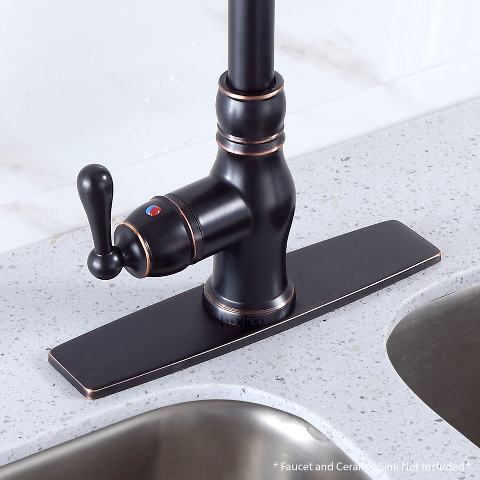 Luxier Kitchen Faucet Single-Hole Deck Plate, 10", Oil Rubbed Bronze