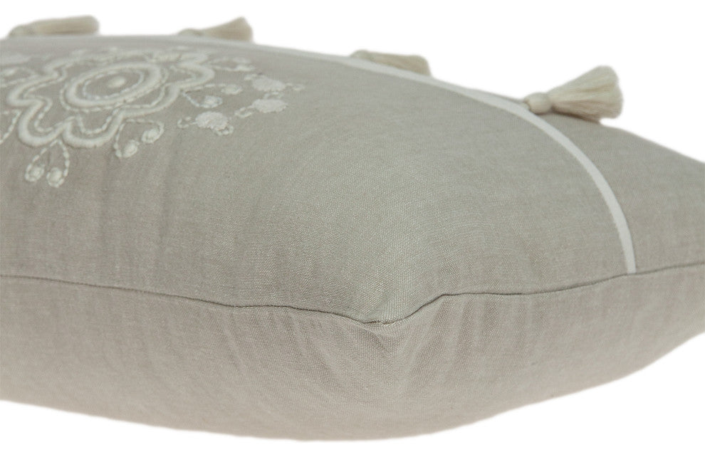 Parkland Collection Lea Transitional Beige Pillow Cover With Poly Insert
