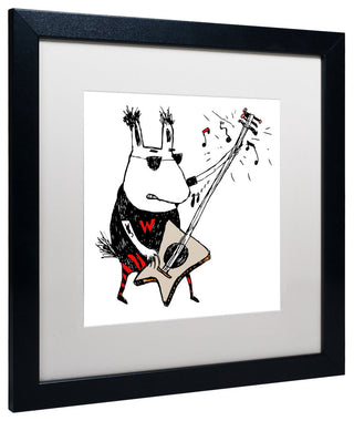 'Wild Guitar Wolf' Matted Framed Canvas Art by Carla Martell