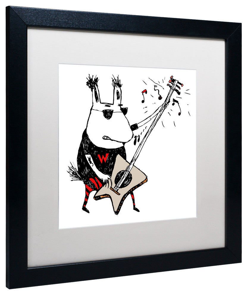 'Wild Guitar Wolf' Matted Framed Canvas Art by Carla Martell