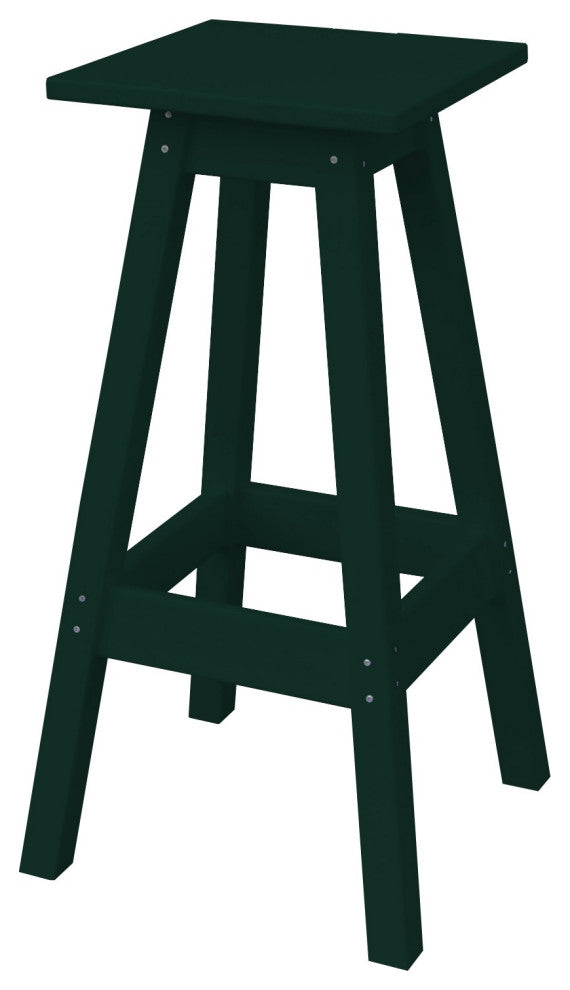 Poly Lumber Bar Stool, Turf Green, Bar Height, Square