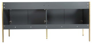 Oakville Bath Vanity, Ceramic Sink, Onix Grey, 72 Inch, Satin Brass Hardware