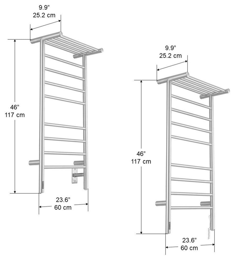 Ancona Piazzo OBT 8-Bar Towel Warmer, On-Board Timer, Brushed Stainless Steel