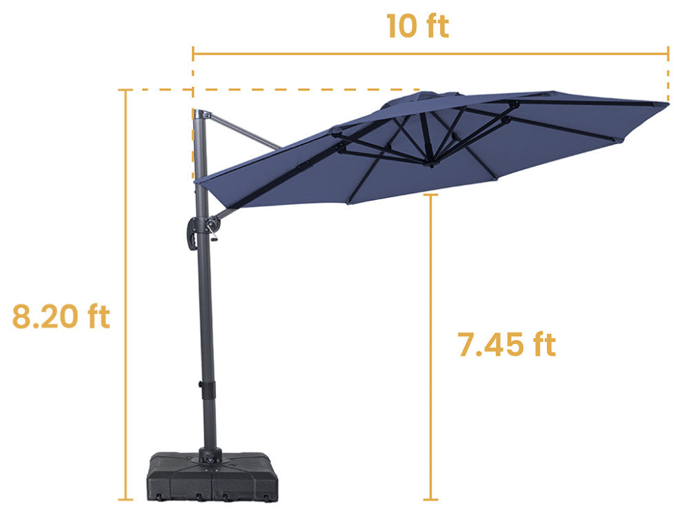10 ft Patio Cantilever Umbrella Outdoor Hanging Offset Umbrella, Nav