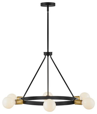 Lark Orla 36" Medium Single Tier Chandelier, Black + Lacquered Brass