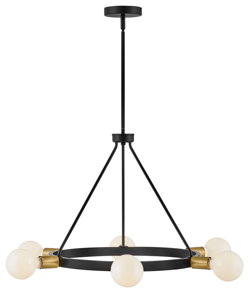 Lark Orla 36" Medium Single Tier Chandelier, Black + Lacquered Brass