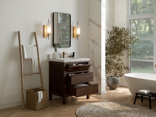 Elizabeth 30 Single Sink Bath Vanity in Dark Walnut Teak 2" Empira Quartz