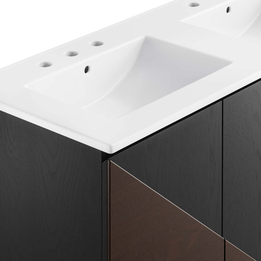 Alchemist 48" Double Sink Bathroom Vanity - White Black