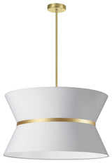 White Transitional Pendant With Aged Brass Metal