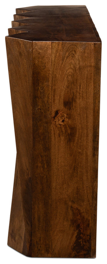 Denali Console Table Carved Solid Wood Natural Finish