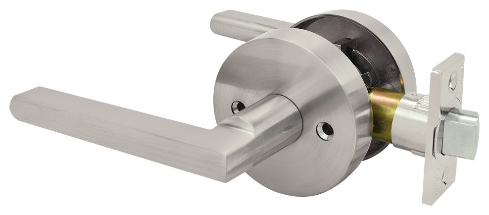 Nuk3y Thor Series Lever Door Handle Round Modern Contemporary Leverset, Satin Ni