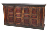 Arvada 4 Door Hand-Carved Solid Wood Buffet in Brown/Multi-Color