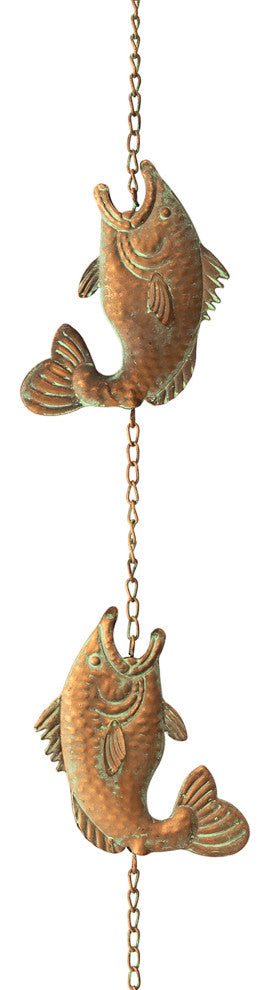 8.5' Faux Copper Patina Finish Rain Chain