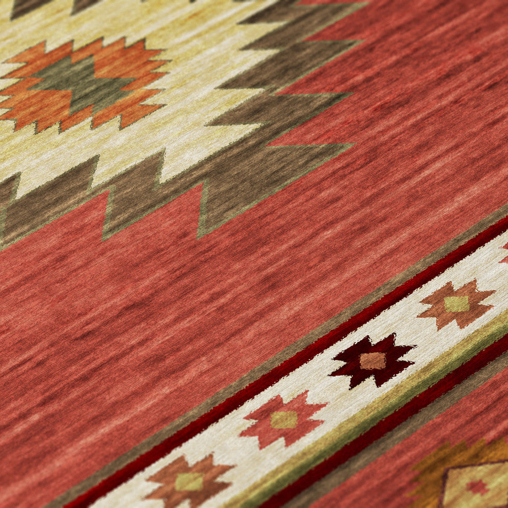 Indoor/Outdoor Phoenix PH4 Paprika Machine Washable 8' x 8' Round Rug