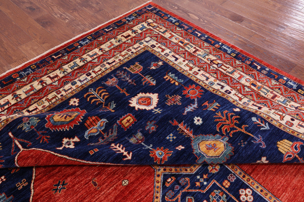 9' 11" X 13' 9" Hand Knotted Persian Fine Serapi Wool Rug - Q12644