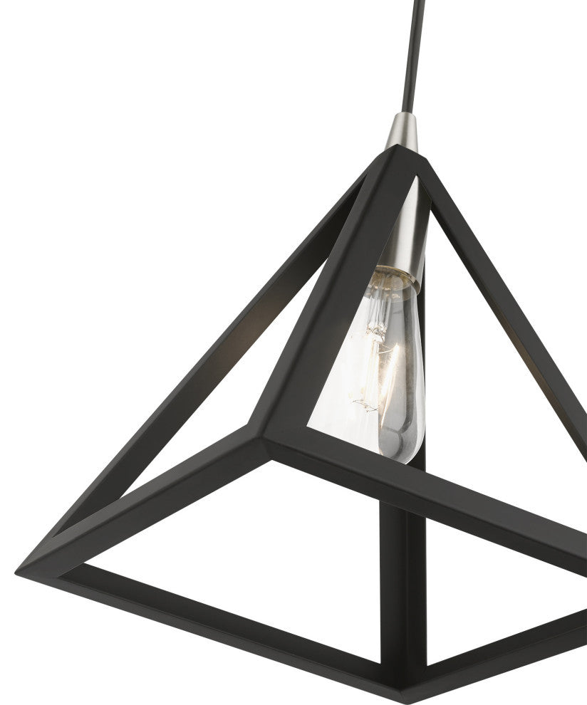 Pinnacle 1 Light Black With Brushed Nickel Accents Pendant
