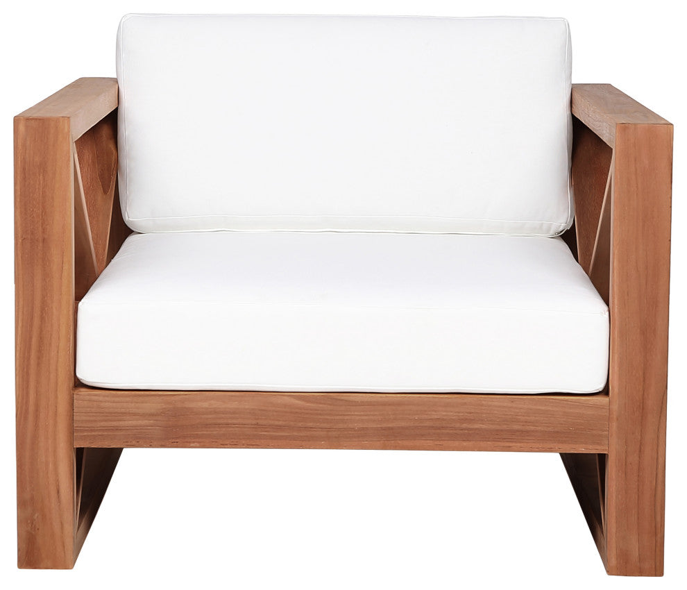 Anguilla Waterproof Fabric Upholstered Outdoor Chair, Off White