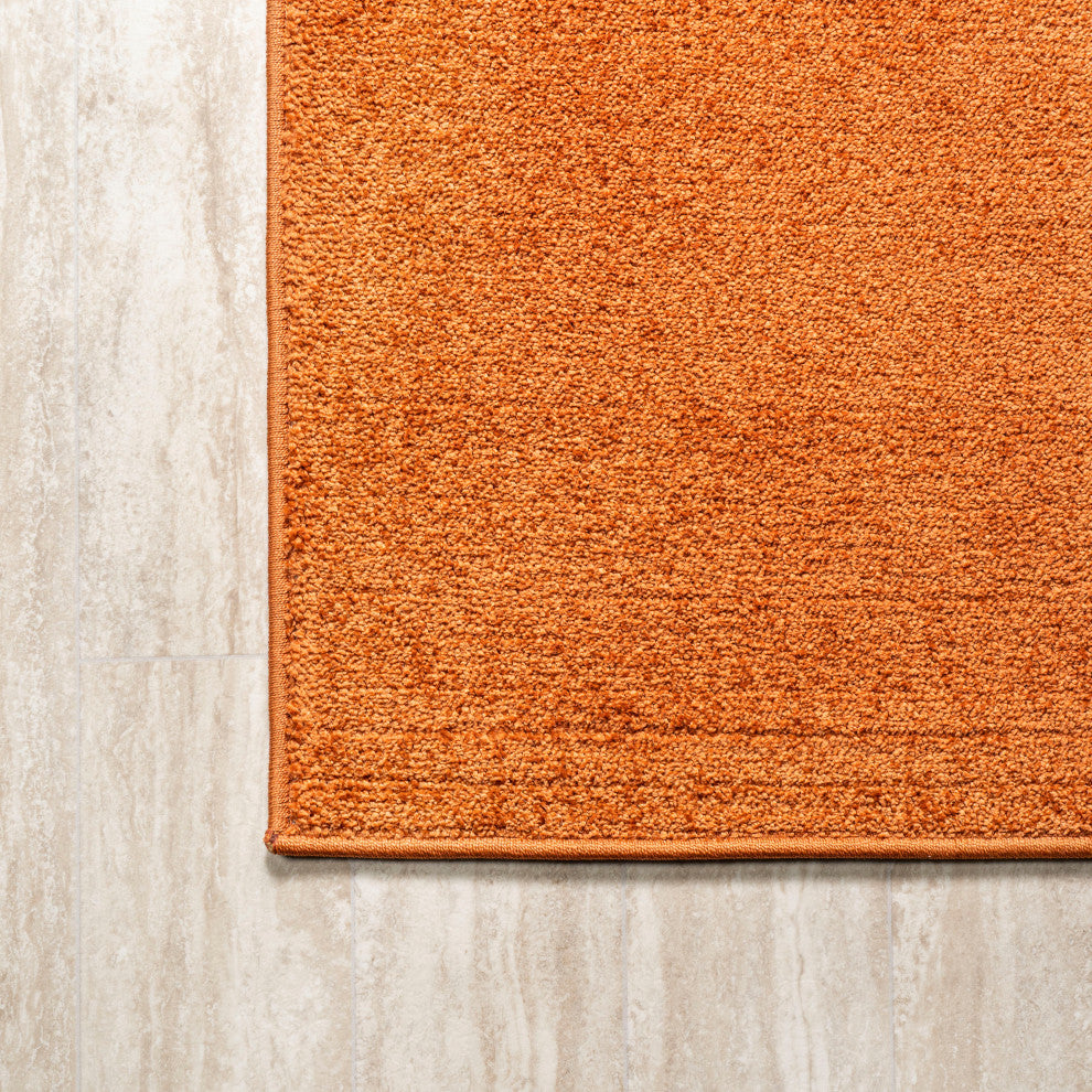 Haze Solid Low-Pile Runner Rug, Red, 3 X 5
