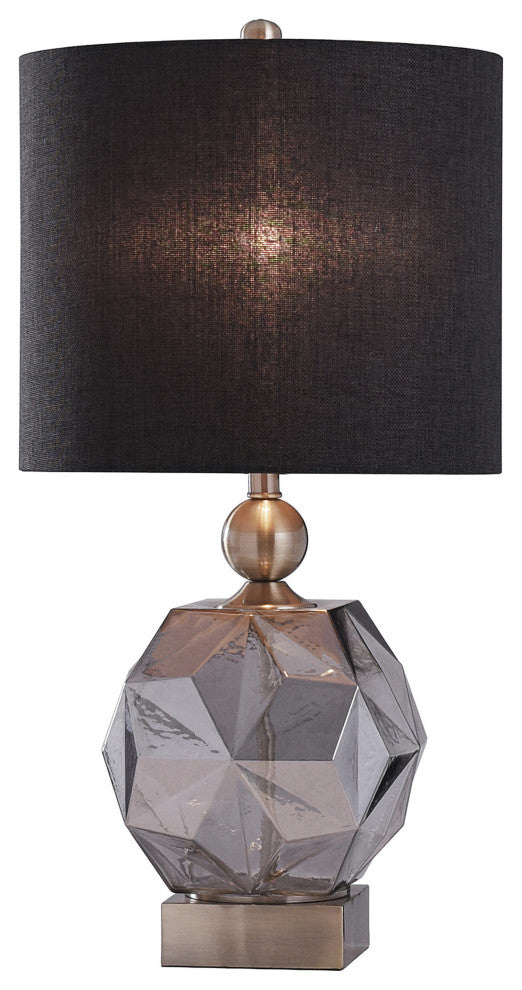Richmond Table Lamp Smoke Finish on Glass Body With Brass Finish on Metal Body