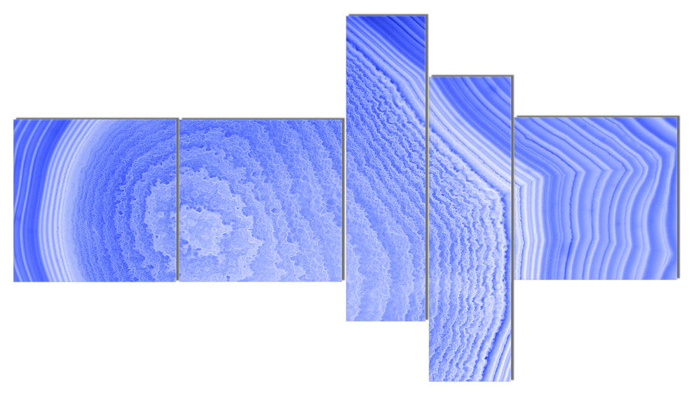 Dark Blue Agate Structure, Abstract Canvas Art Print, 60"x32", 5 panels