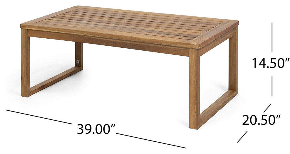 Acacia Wood 4-Piece Patio Set with Cushioned Seating and Matching Coffee Table