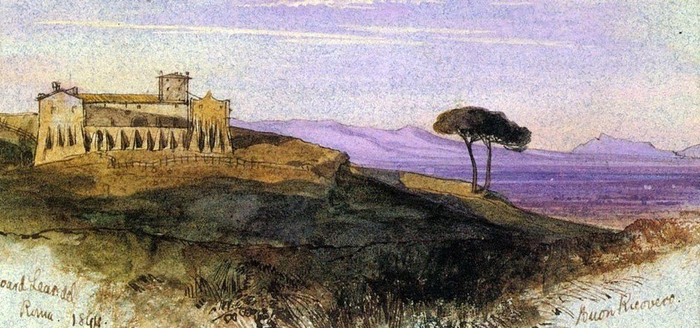 Edward Lear A View in the Roman Campagna, 15"x30" Gallery Wrapped Canvas
