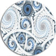 White Spiral With Blue Fractal Art, Abstract Disc Metal Wall Art, 11"